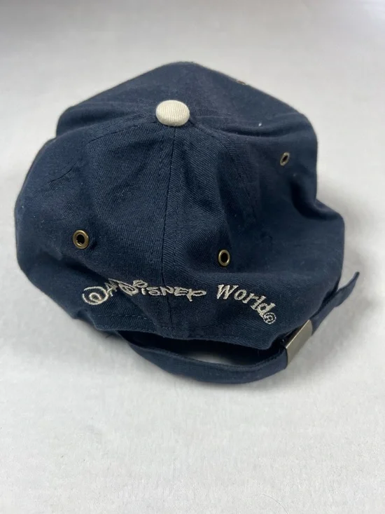 Vintage 90s Disney Mickey Mouse Big M Navy Cap Beige Brim One Size Unisex - Picture 2 of 7